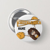 Gold Cheerleader Niedlich Girl | Personalisieren Button (Vorne & Hinten)