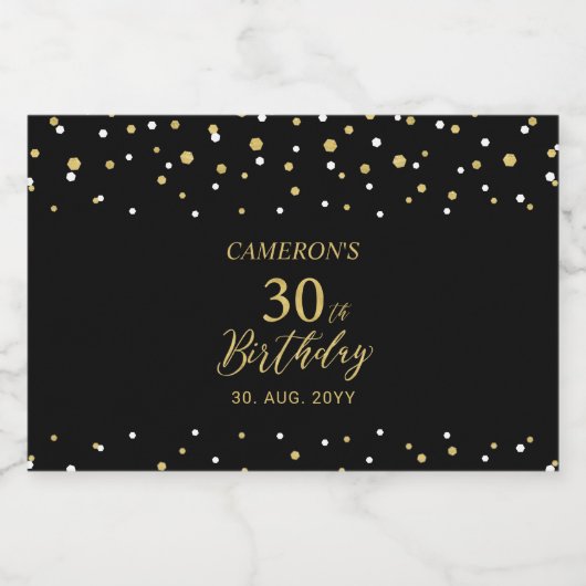 Gold Cheers 30 years, 30th Birthday Party Schaumweinetikett (Einzelnes Label)