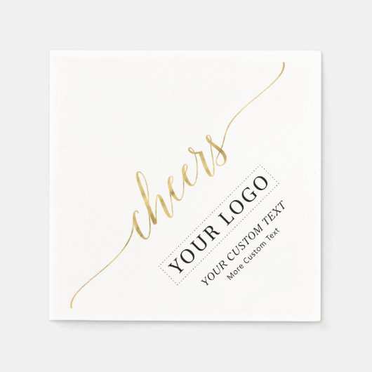 Gold Cheers | Benutzerdefinierter Text für einfach Serviette (Vorderseite)