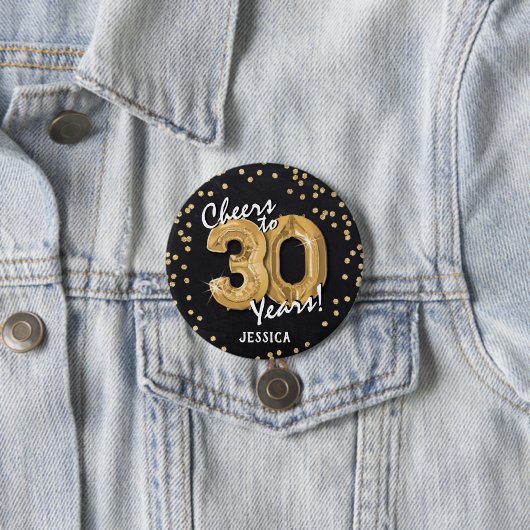 Gold Cheers to 30 Years' 30th Birthday Button (Beispiel)