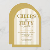 Gold Cheers to 50 Years 50th Birthday Einladung (Vorne/Hinten)