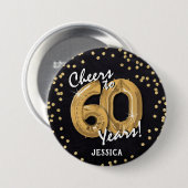 Gold Cheers to 60 Years' 60th Birthday Button (Vorne & Hinten)