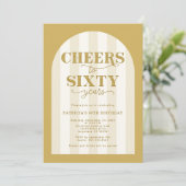 Gold Cheers to 60 Years 60th Birthday Einladung (Stehend Vorderseite)