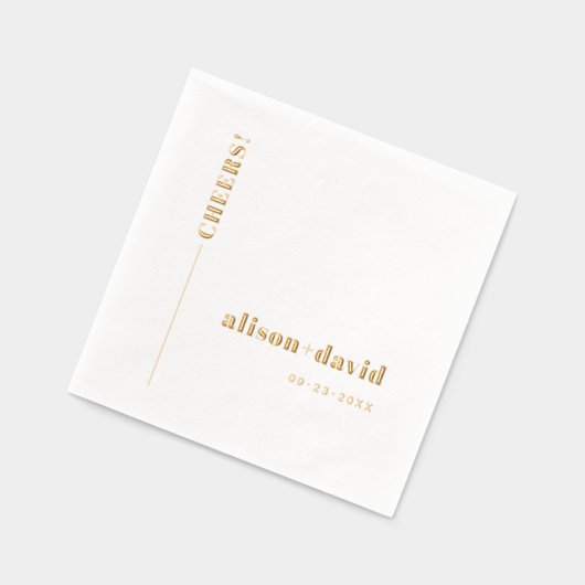 Gold CHEERS Typografie minimalistische Hochzeit Servietten Mit Folie (Links)