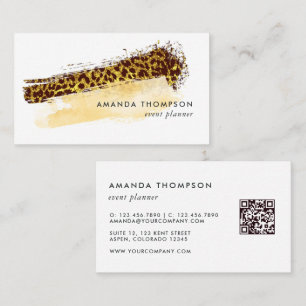 Gold Cheetah Haut Pinselstriche QR Code Visitenkarte