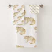 GOLD CHEETAH JUNGLE WHITE BADEZIMMER TOWEL SET (Insitu)