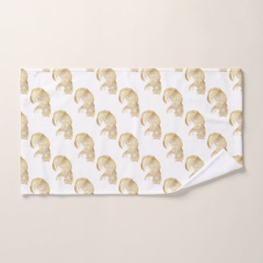 GOLD CHEETAH JUNGLE WHITE BADEZIMMER TOWEL SET (Handtuch)