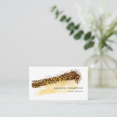 Gold Cheetah Skin Brush Strokes QR Code Visitenkarte (Stehend Vorderseite)