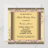 Gold Cherry Blossom 50. Geburtstag Einladung (Rückseite)