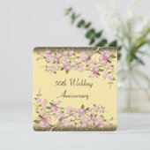 Gold Cherry Blossom 50-jähriges Party Einladung (Stehend Vorderseite)