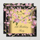 Gold Cherry Blossom Frauen 50. Geburtstagsparty Einladung (Vorne/Hinten)