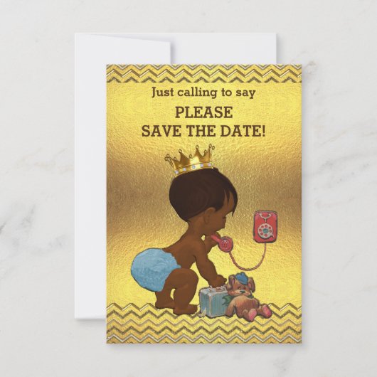Gold Chevrons Ethnic Prince Save the Date (Vorderseite)