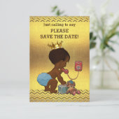 Gold Chevrons Ethnic Prince Save the Date (Stehend Vorderseite)