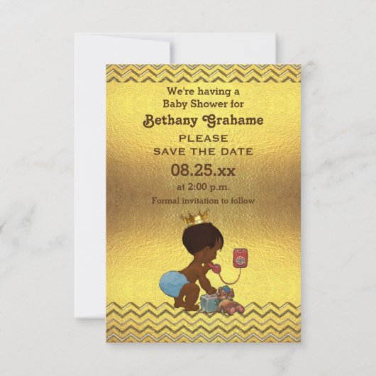 Gold Chevrons Ethnic Prince Save the Date (Rückseite)