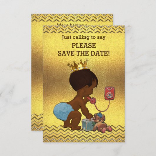 Gold Chevrons Ethnic Prince Save the Date (Vorne/Hinten)