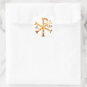 Gold Chi-Rho Quadratischer Aufkleber (Tasche)
