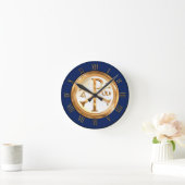 Gold Chi Rho Sign Runde Wanduhr (Zuhause)