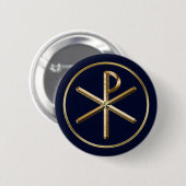 Gold-Chi-Rho-Symbol auf dunkelblau Button (Vorne & Hinten)