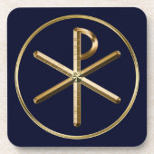 Gold-Chi-Rho-Symbol auf dunkelblau Getränkeuntersetzer (Vorderseite)