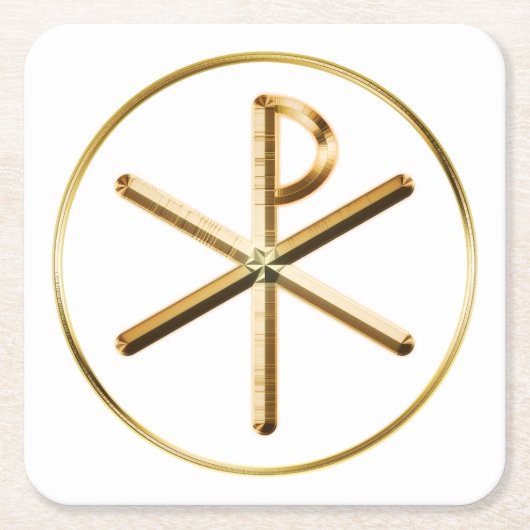 Gold-Chi-Rho-Symbol Rechteckiger Pappuntersetzer (Vorderseite)