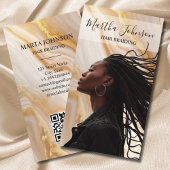 Gold Chic Afro American Braids Braiding QR Code Visitenkarte