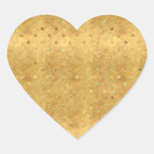 Gold Chic Dots Herz-Aufkleber