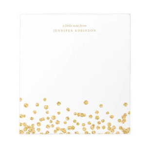 Gold Chic Glam Faux Glitter Konfetti mit Namen  Notizblock