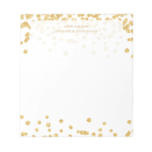 Gold Chic Glam Faux Glitter Konfetti mit Namen Notizblock