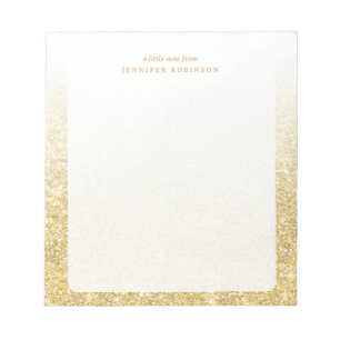 Gold Chic Glam Faux Glitter verblassen mit Namen Notizblock