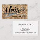 Gold Chic Hairstylist Business Card Visitenkarte (Vorne/Hinten)