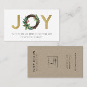 GOLD CHIC HOLLY BERRY JOY WREATH CHRISTMAS LOGO VISITENKARTE (Vorne/Hinten)
