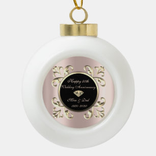 Gold Chic Roségoldene 50. Hochzeitstag Keramik Kugel-Ornament