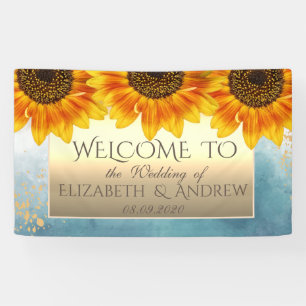 Gold Chic Sonnenblumen Hochzeitsbanner Banner
