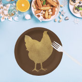 Gold Chicken Silhouette Pappteller