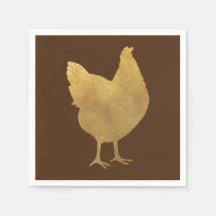Gold Chicken Silhouette Serviette
