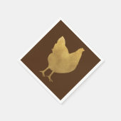 Gold Chicken Silhouette Serviette (Ecke)