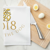 Gold Chinese Dog Papercut 2018 Monogram K Handtuch (Viertel Falte)