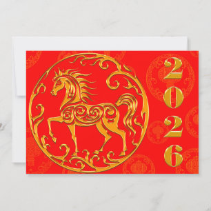 Gold Chinesisch im neuen Jahr 2026 Feiertagskarte