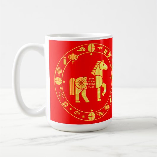 Gold Chinesisch im neuen Jahr 2026 Kaffeetasse (Links)