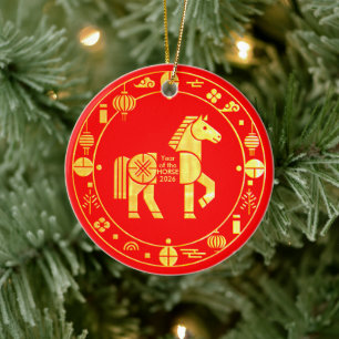 Gold Chinesisch im neuen Jahr 2026 Keramik Ornament