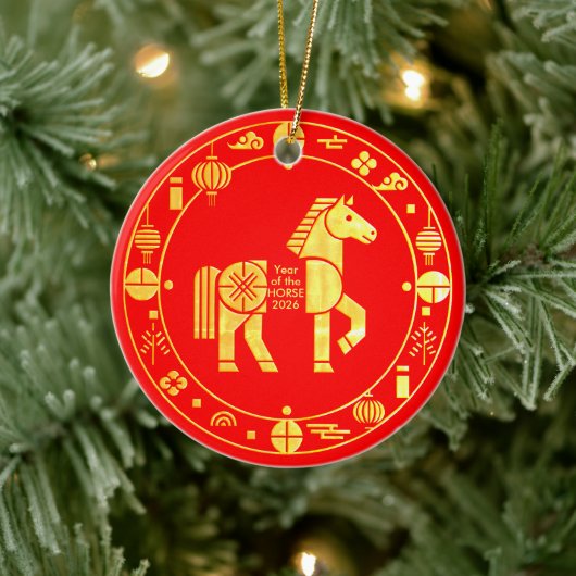Gold Chinesisch im neuen Jahr 2026 Keramik Ornament (Baum)