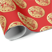 Gold Chinesisch Papier geschnitten Tiger Jahr wähl Geschenkpapier (Rolleneckpunkt)