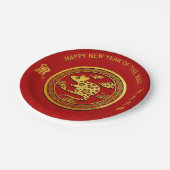 Gold Chinesische Papierschnitt Rattenjahr wählen F Pappteller (Schrägansicht)