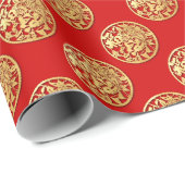 Gold Chinesische Papierschnitt Tiger Jahr wählen F Geschenkpapier (Rolleneckpunkt)