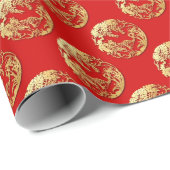 Gold Chinesische Papierschnitt Tiger Jahr wählen F Geschenkpapier (Rolleneckpunkt)