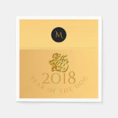 Gold Chinesischer Hund Papercut 2018 Monogramm P N Serviette (Vorderseite)