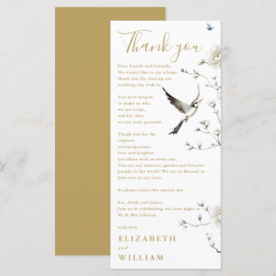 Gold Chinoiserie Blumen Hochzeit Danke Karte