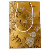 Gold Chinoiserie Blumenbeutel Mittlere Geschenktüte (Vorderseite)