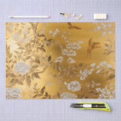 Gold Chinoiserie Blumenzellenpapier Seidenpapier (Handwerk)