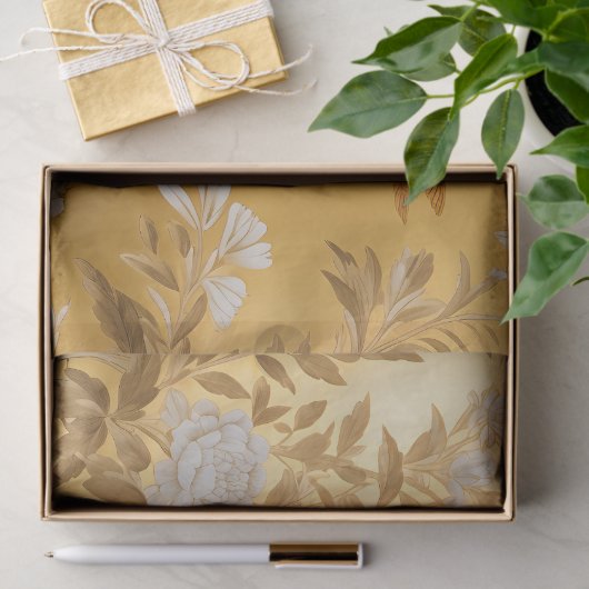 Gold Chinoiserie Blumenzellenpapier Seidenpapier (Geschenk)